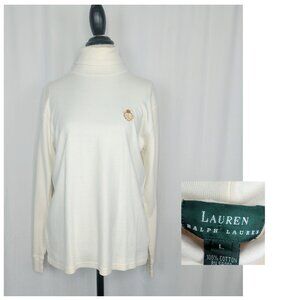 Vintage Ralph Lauren Turtleneck Medium Cream Logo